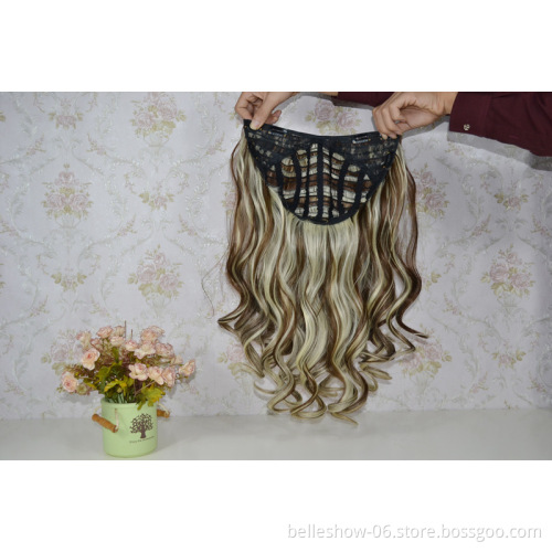 Hot sell U-shaped half-head wig female mid-long large wave pear flower roll in a natural fluffy long curly hair set wigs